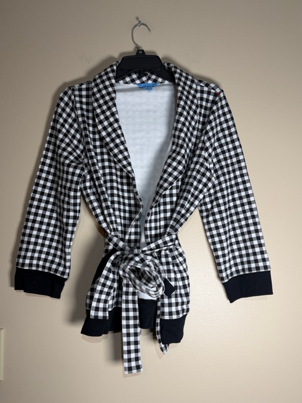 Draper James Black & White Gingham Robe Jacket - Picture 2 of 5